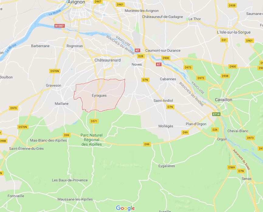 Situation géographique Eyragues
